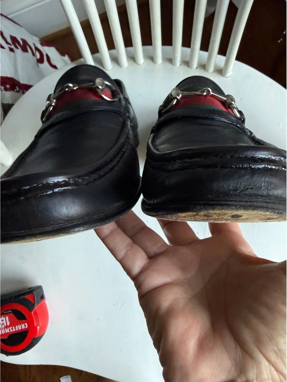 Gucci Men's Black Leather Horsebit Loafers Size 8D